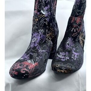 Brash Floral Tapestry Embroidered Ankle Boots Boho Size 9 Gypsy Festival Rocker